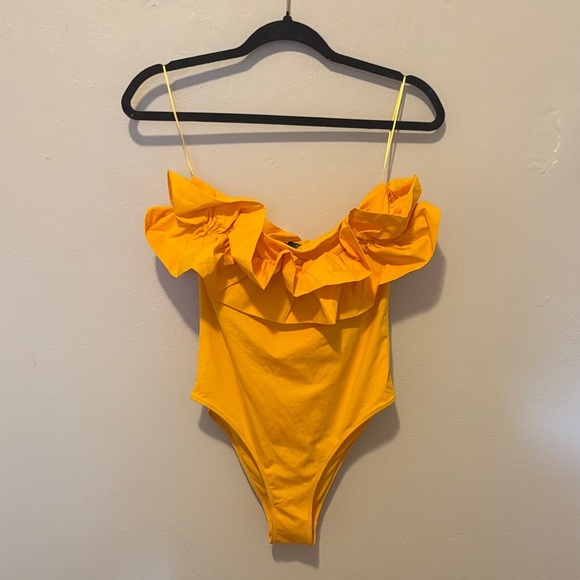Zara Yellow Ruffled One Piece Swimsuit - Picture 2 of 5